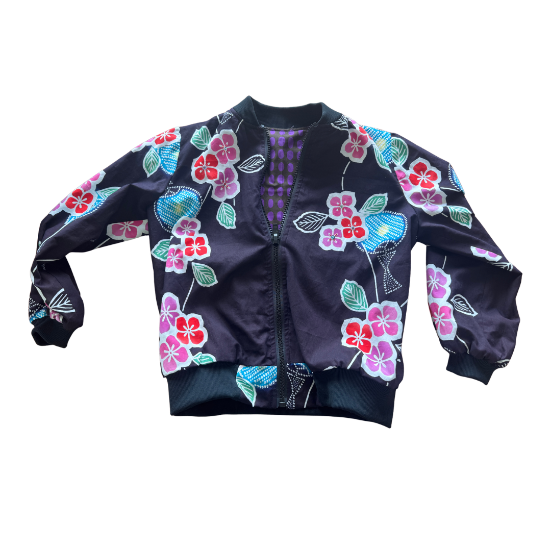 Black Floral Reversible Jacket with beaded detail