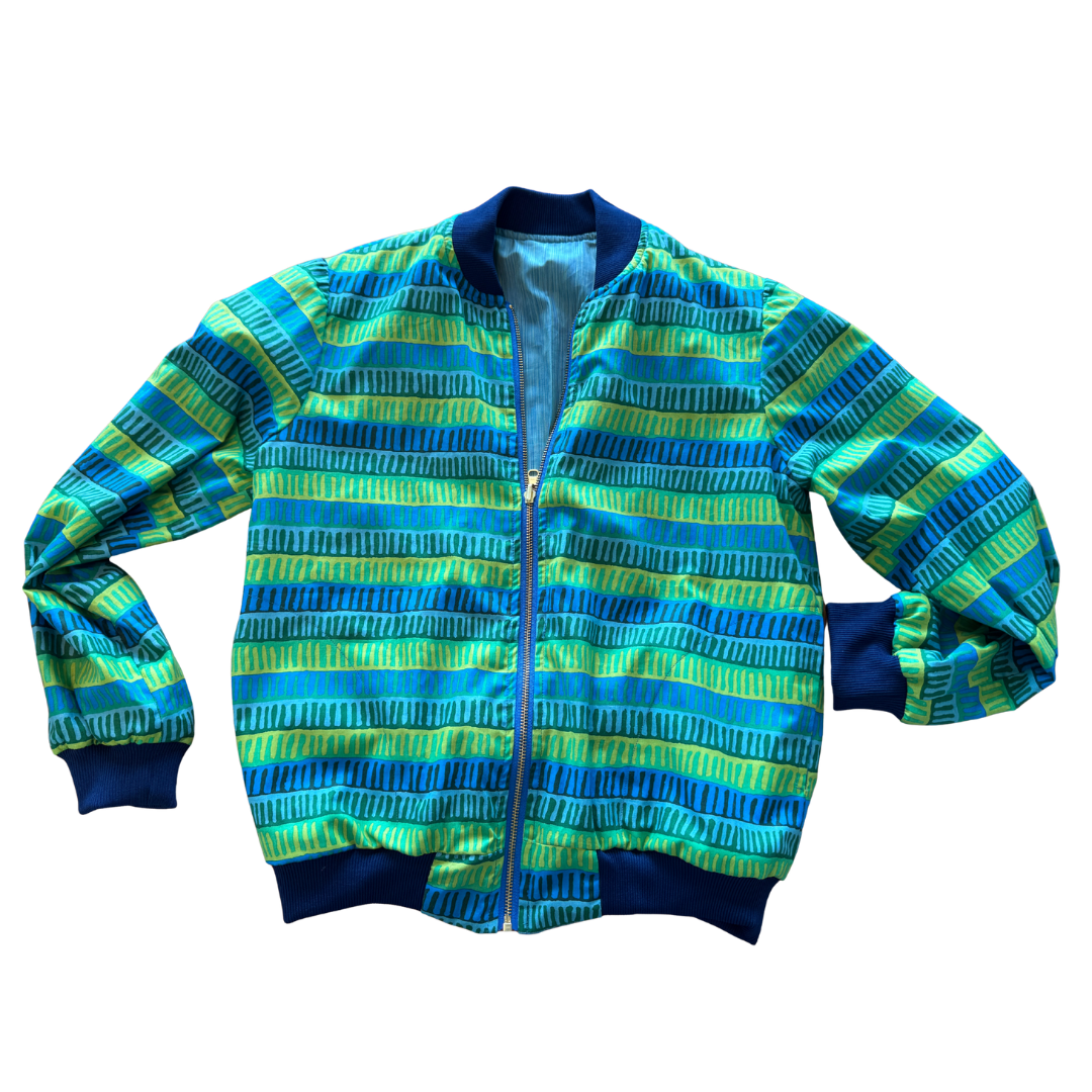 Green & blue Striped, Reversible Jacket