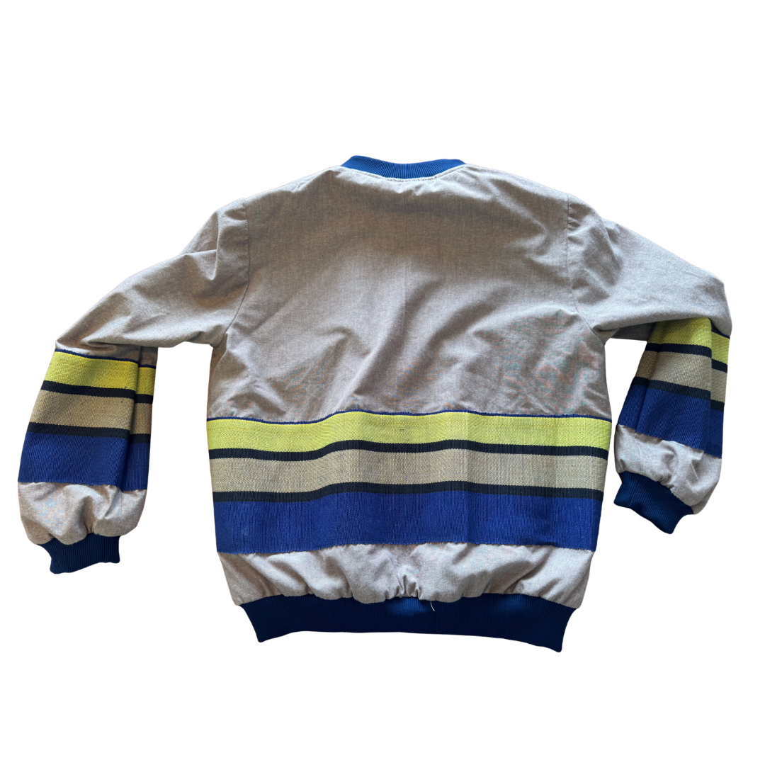 Grey and Blue Striped, Reversible Jacket