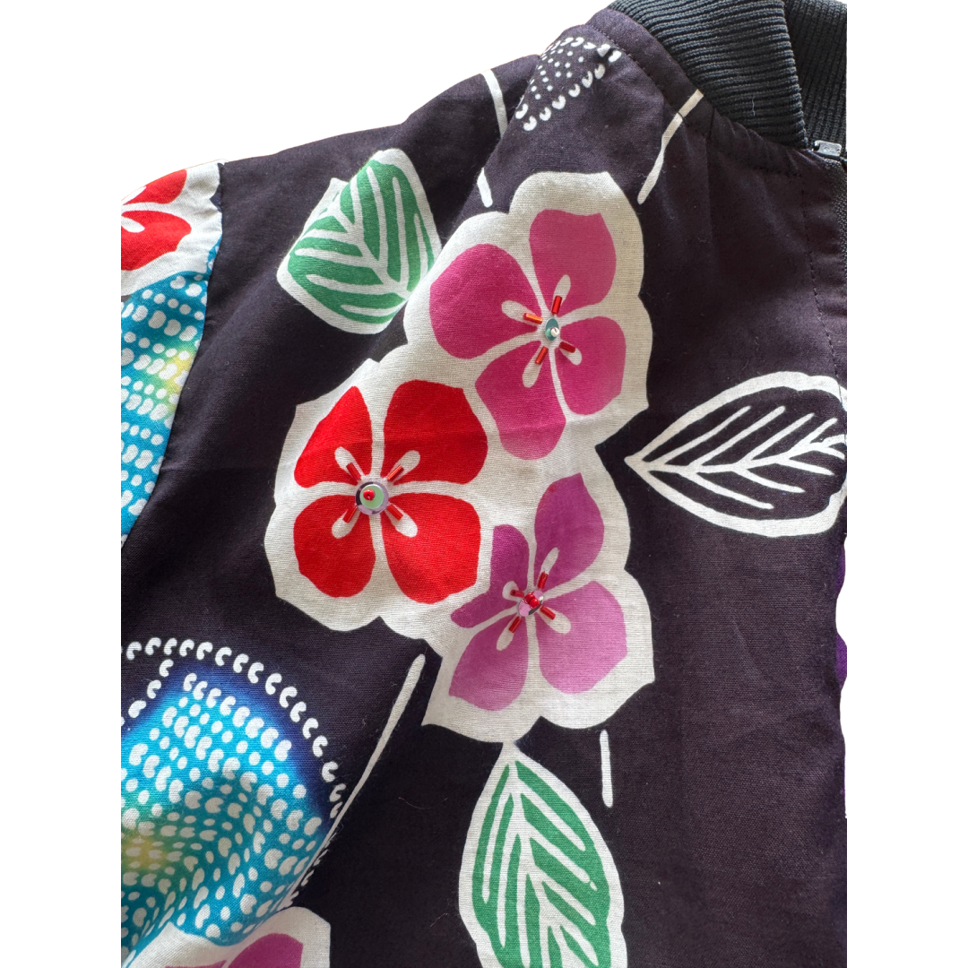 Black Floral Reversible Jacket with beaded detail