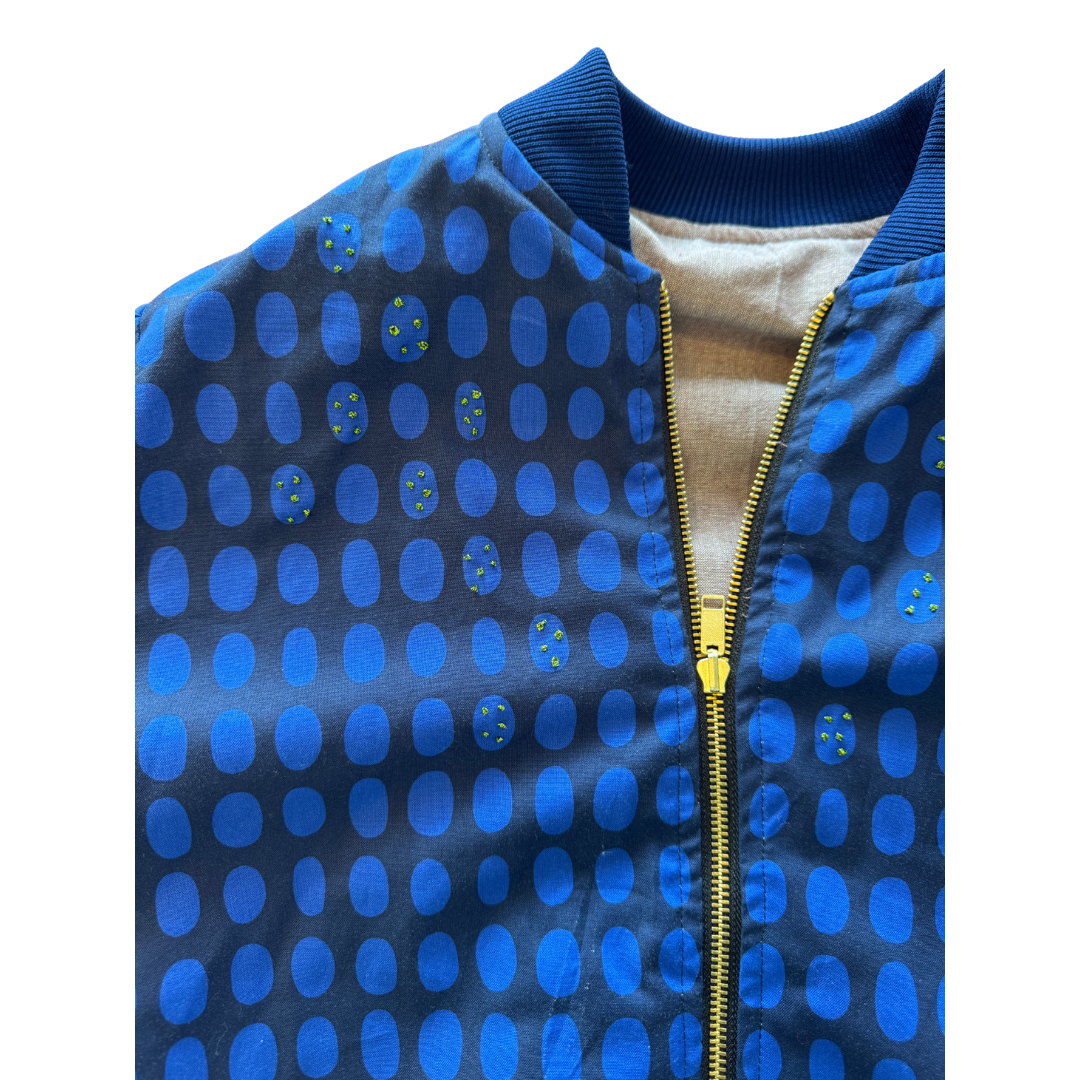 Grey and Blue Striped, Reversible Jacket