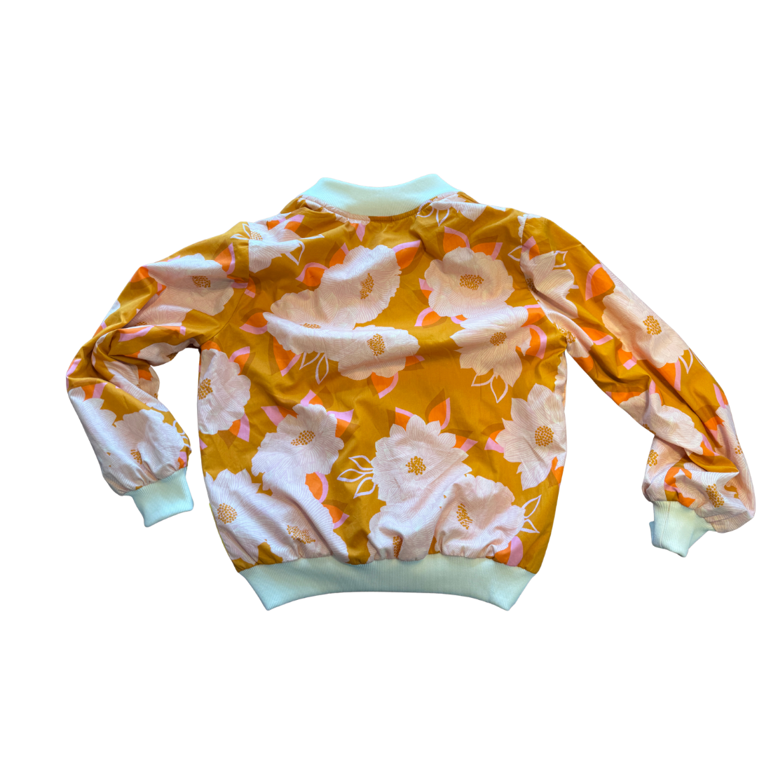 Orange Floral Bomber Jacket
