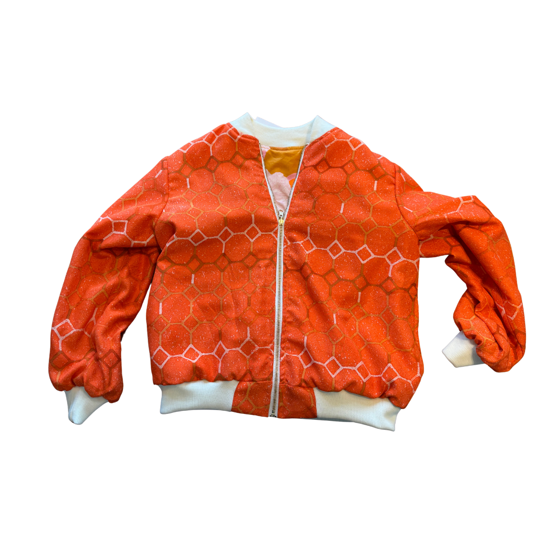 Orange Floral Bomber Jacket