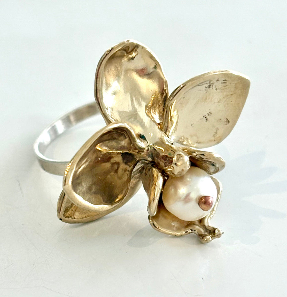 Orchid Ring with Pearl or Gem