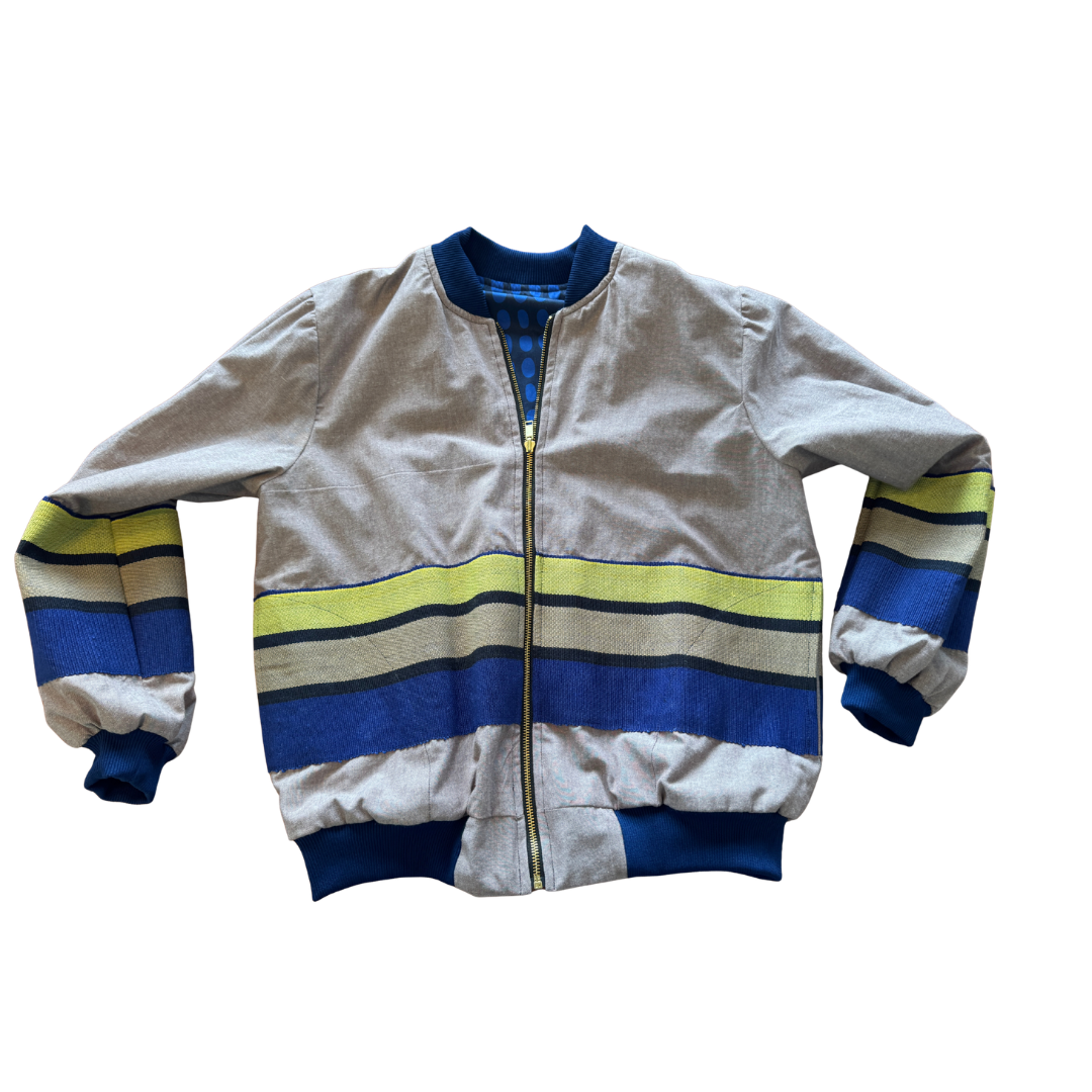 Grey and Blue Striped, Reversible Jacket