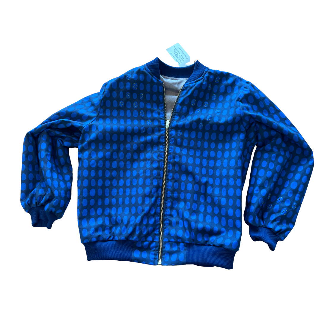 Grey and Blue Striped, Reversible Jacket
