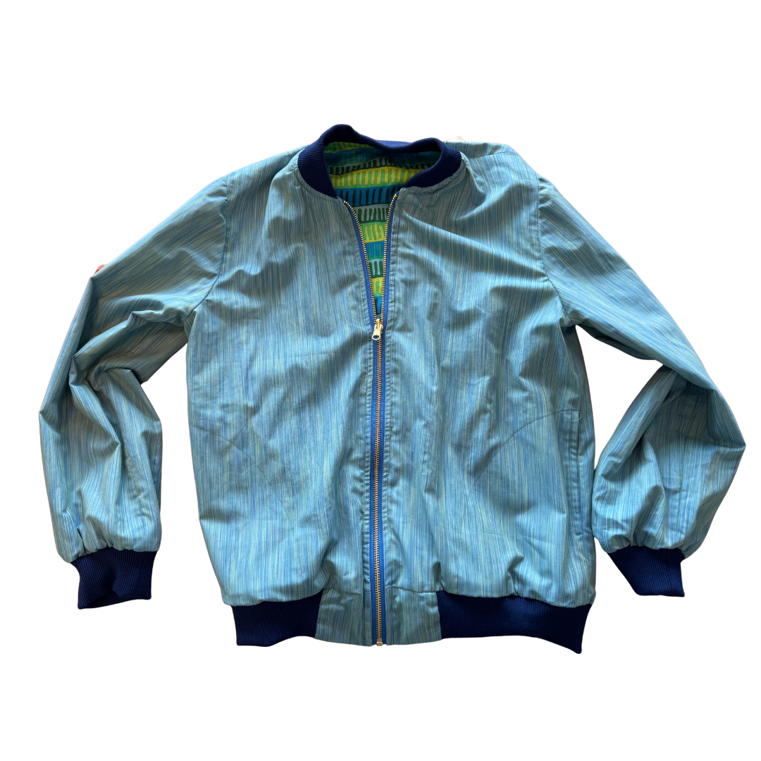 Green & blue Striped, Reversible Jacket