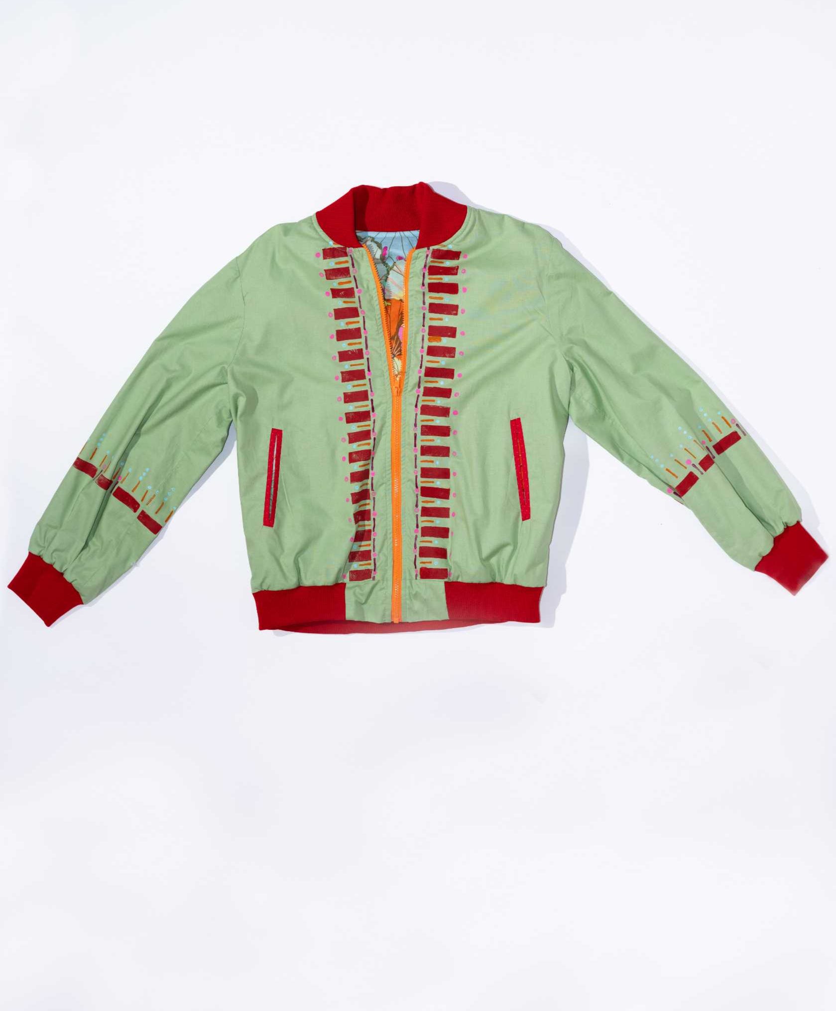 Green & Red Hand Painted Jacket