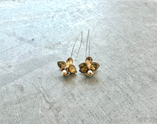 Orchid Drop Earrings with Gems or Pearls