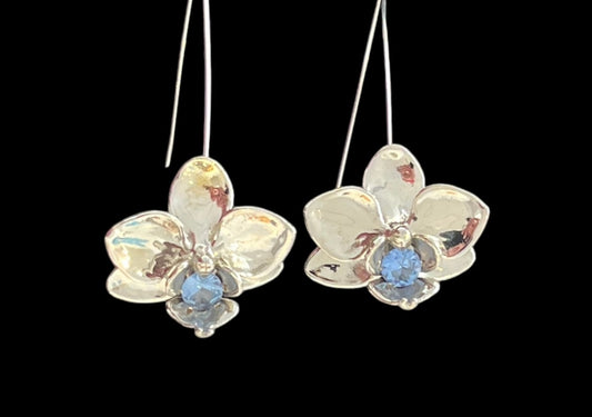 Orchid Drop Earrings with Aquamarine