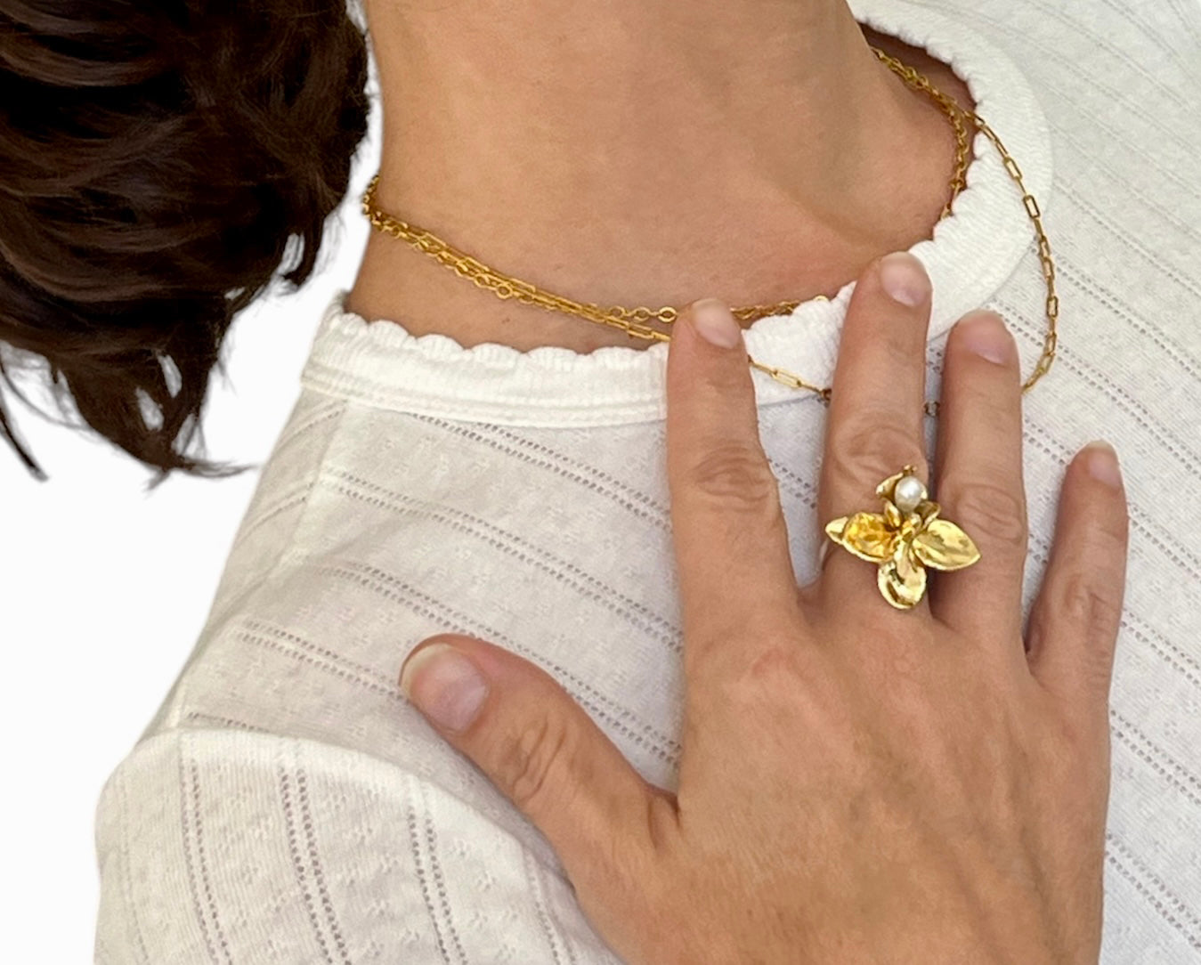 Orchid Ring with Pearl or Gem