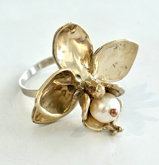Orchid Ring with Pearl or Gem